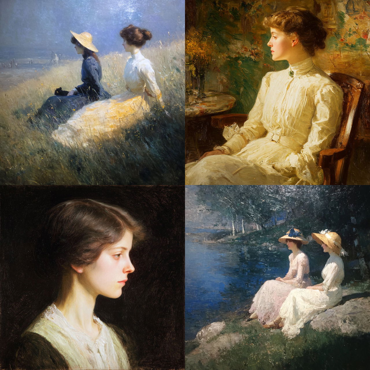 Edmund Tarbell style, Midjourney V7, render 1 of 4