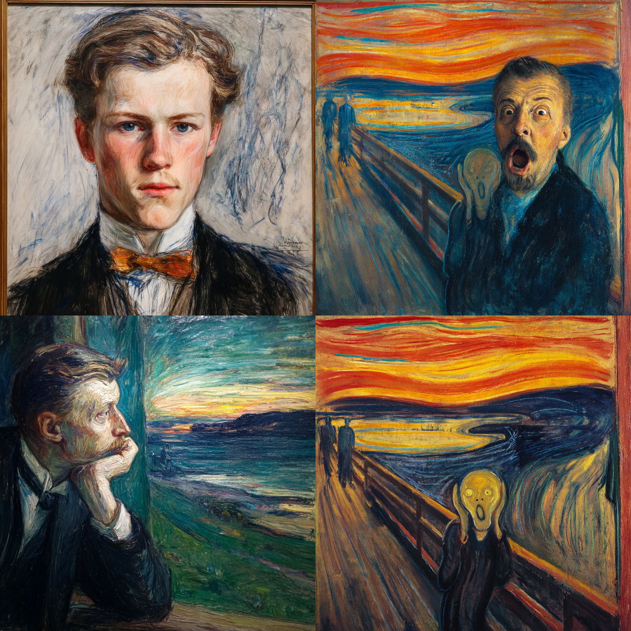 Edvard Munch style, Midjourney V7, render 1 of 4
