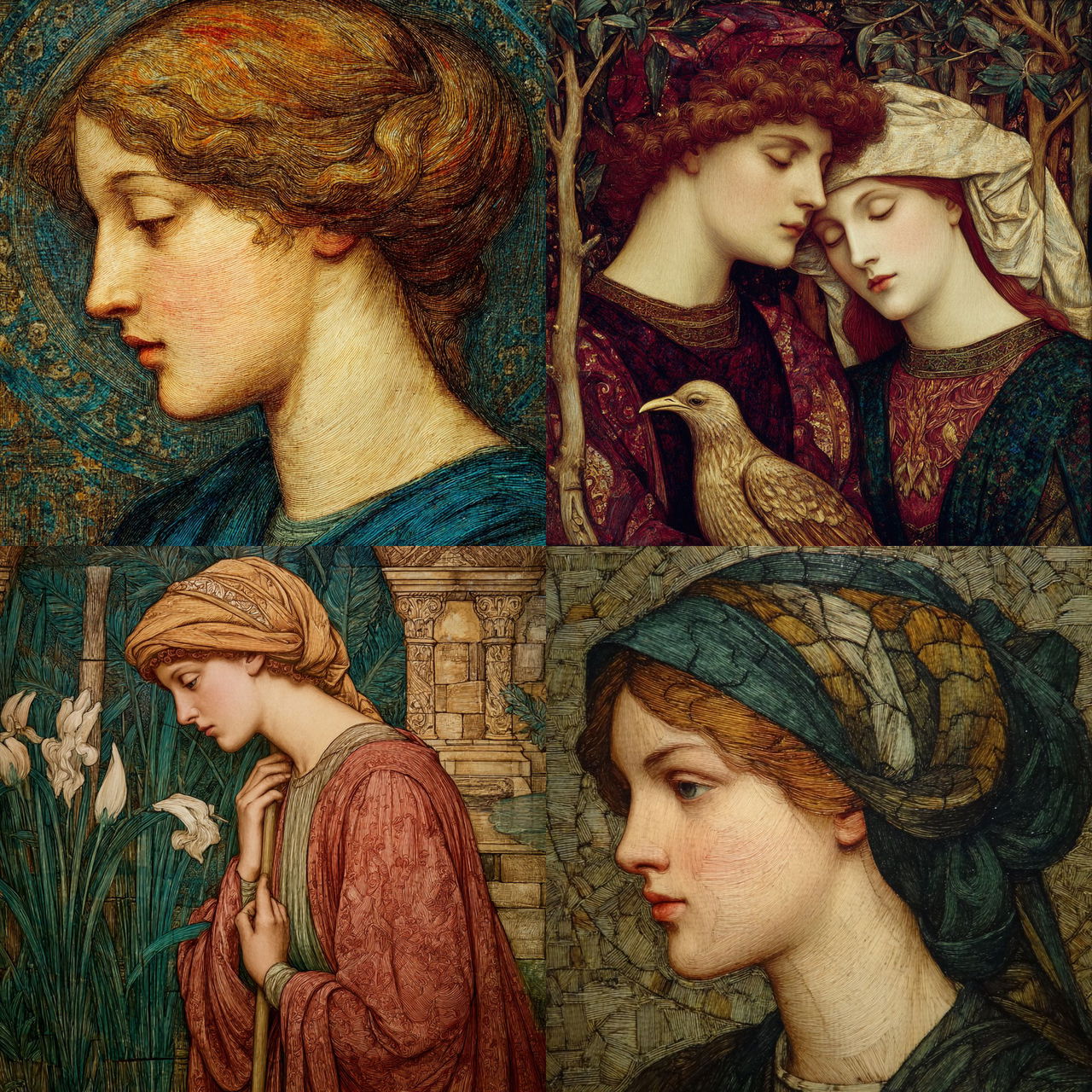 Edward Burne-Jones style, Midjourney V7, render 1 of 4