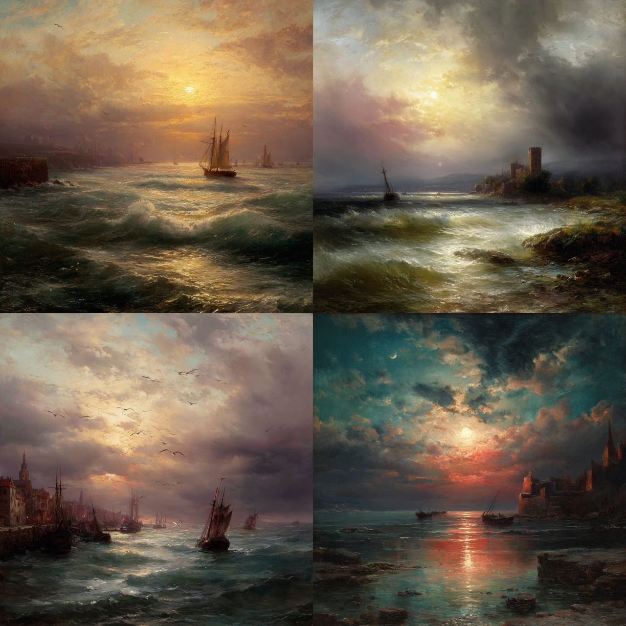 Edward Moran style, Midjourney V7, render 1 of 4