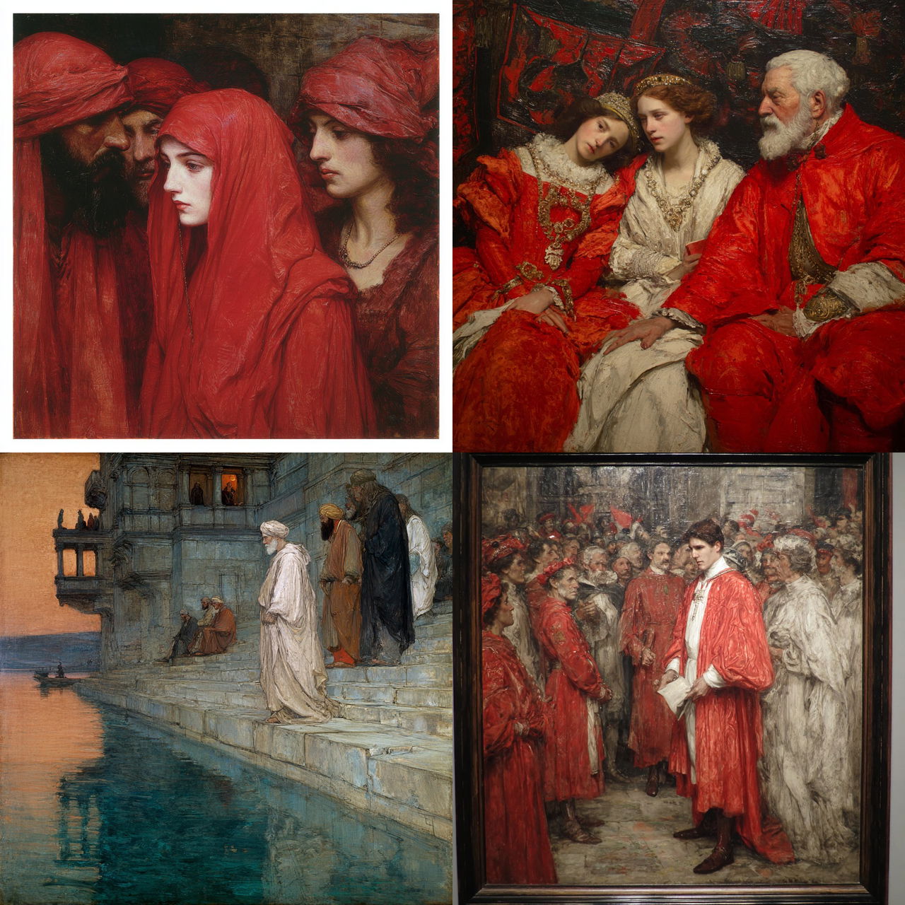 Edwin Austin Abbey style, Midjourney V7, render 1 of 4