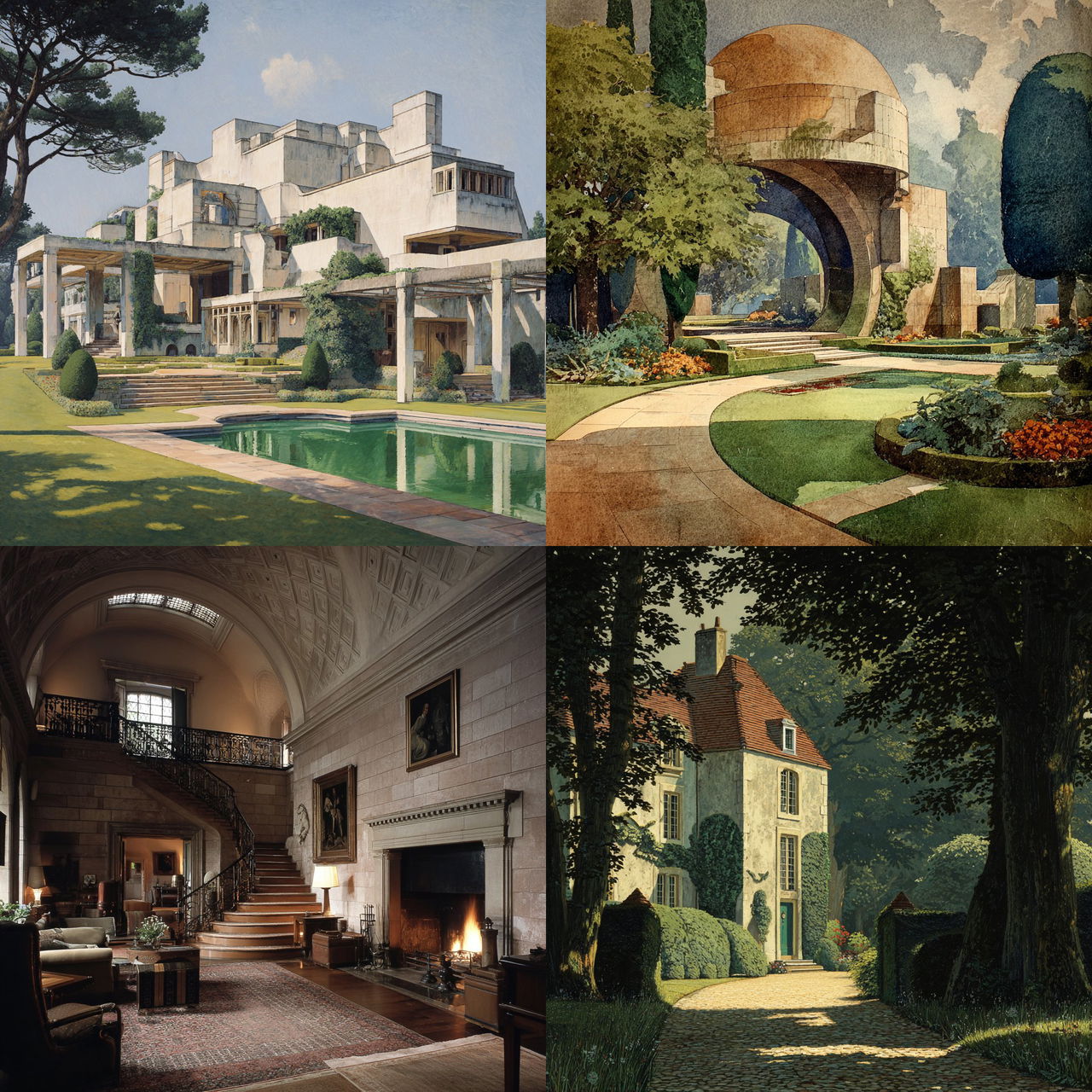 Edwin Lutyens style, Midjourney V7, render 1 of 4