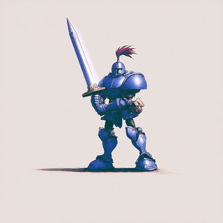 Marlshadow style, Midjourney V7: concept art character design of retropunk steam knight