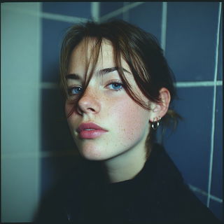 Marlshadow style, Midjourney V7: photographic portrait of female protagonist