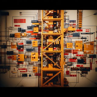 Citrus Effigy style, Midjourney V7: technical infrastructure blueprint schematics
