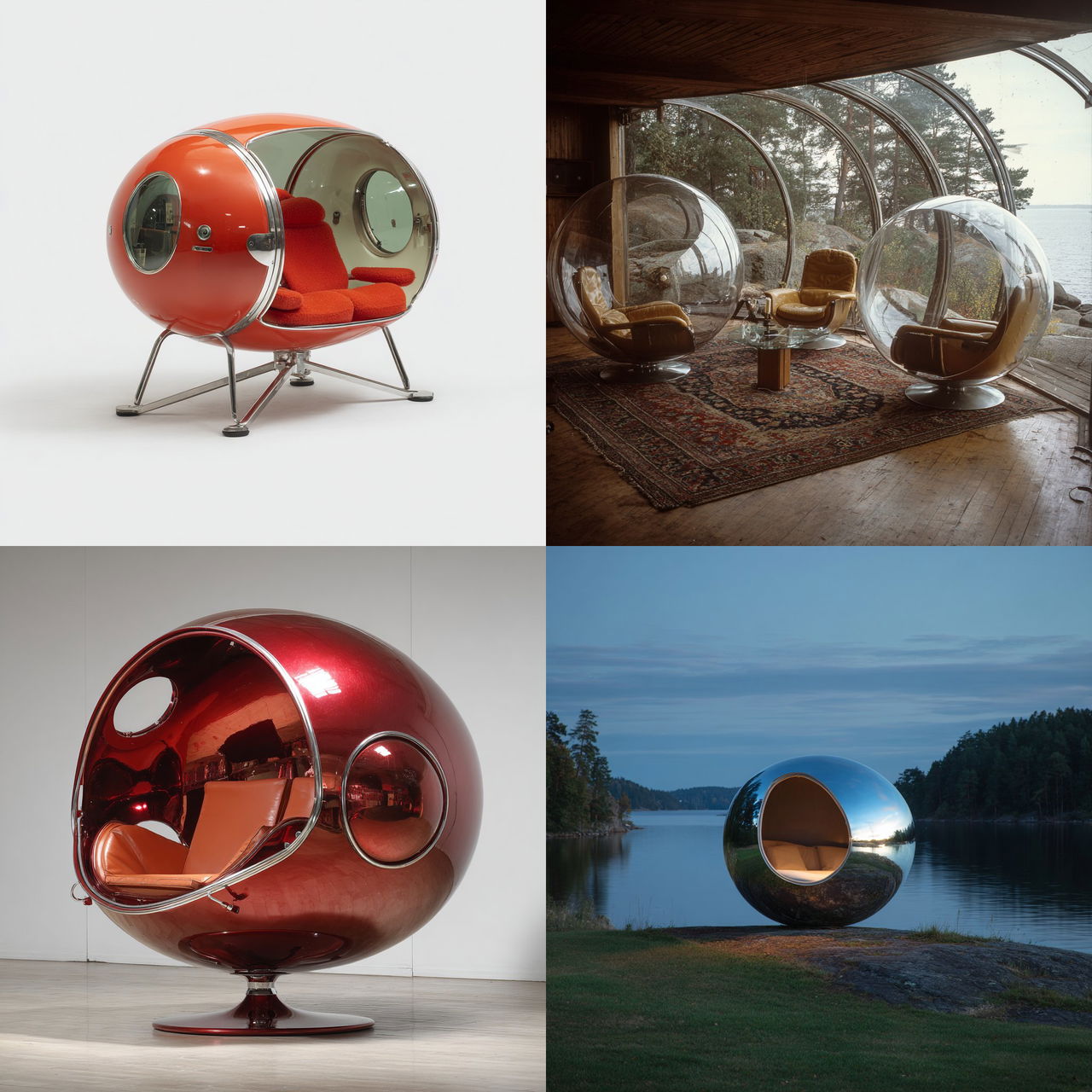 Eero Aarnio style, Midjourney V7, render 1 of 4