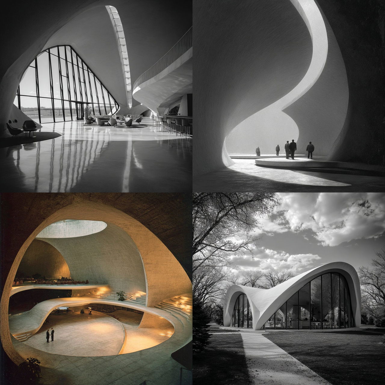 Eero Saarinen style, Midjourney V7, render 1 of 4