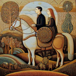 Tessellobotany style, Midjourney V7: traditional folk art