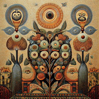 Tessellobotany style, Midjourney V7: creative pattern composition