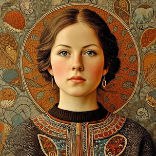 Tessellobotany style, Midjourney V7: photographic portrait of female protagonist