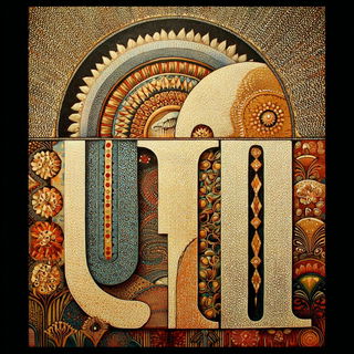 Tessellobotany style, Midjourney V7: typographic composition with large letters