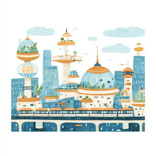 Migratory Storyform style, Midjourney V7: megacity with futuristic bioarchitecture