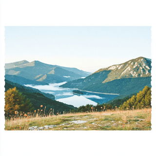 Migratory Storyform style, Midjourney V7: realistic landscape photograph of quiet dawn