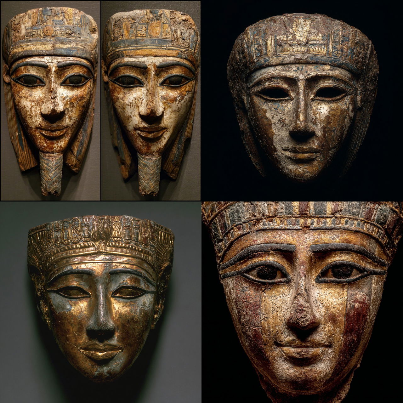 Egyptian funeral mask style, Midjourney V7, render 1 of 4