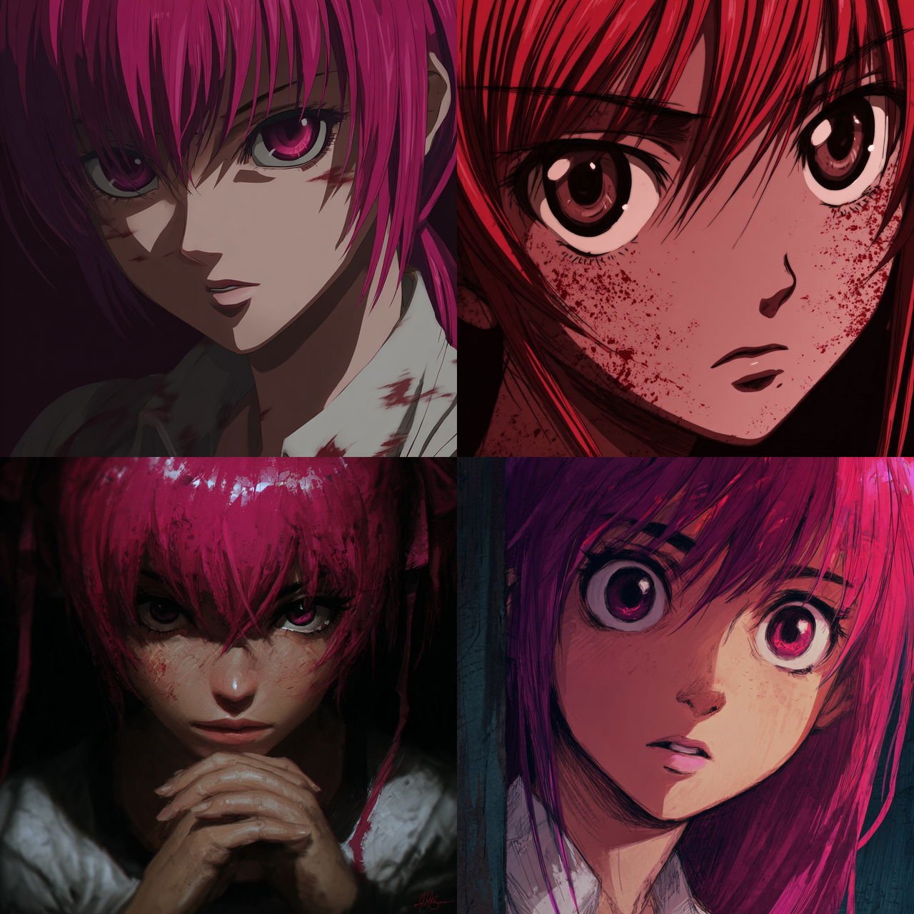 Elfen Lied style, Midjourney V7, render 1 of 4