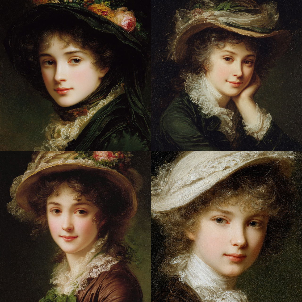 Elisabeth Vigee Le Brun style, Midjourney V7, render 1 of 4