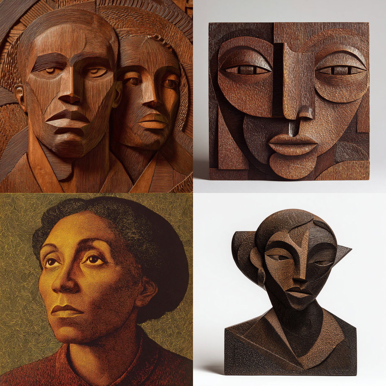 Elizabeth Catlett style, Midjourney V7, render 1 of 4
