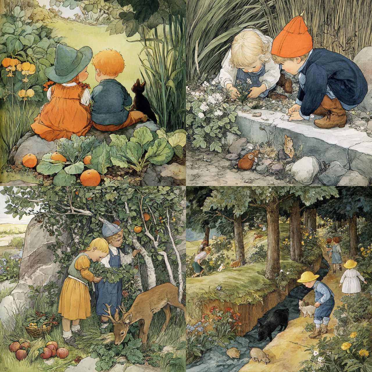 Elsa Beskow style, Midjourney V7, render 1 of 4