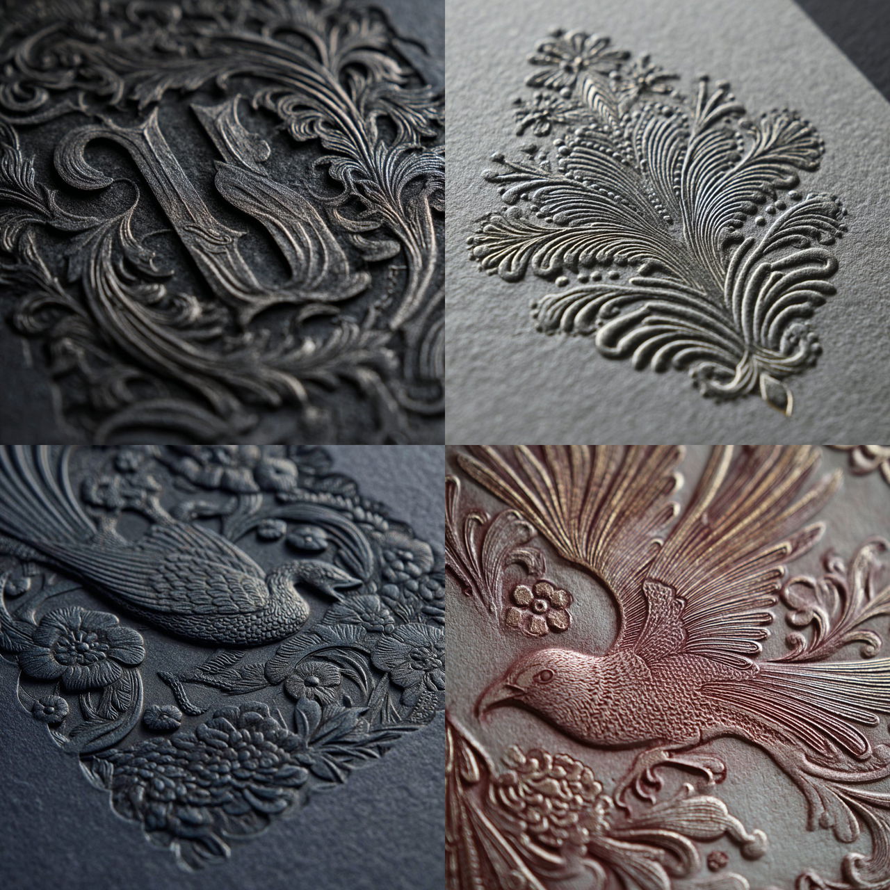 Embossing style, Midjourney V7, render 1 of 4
