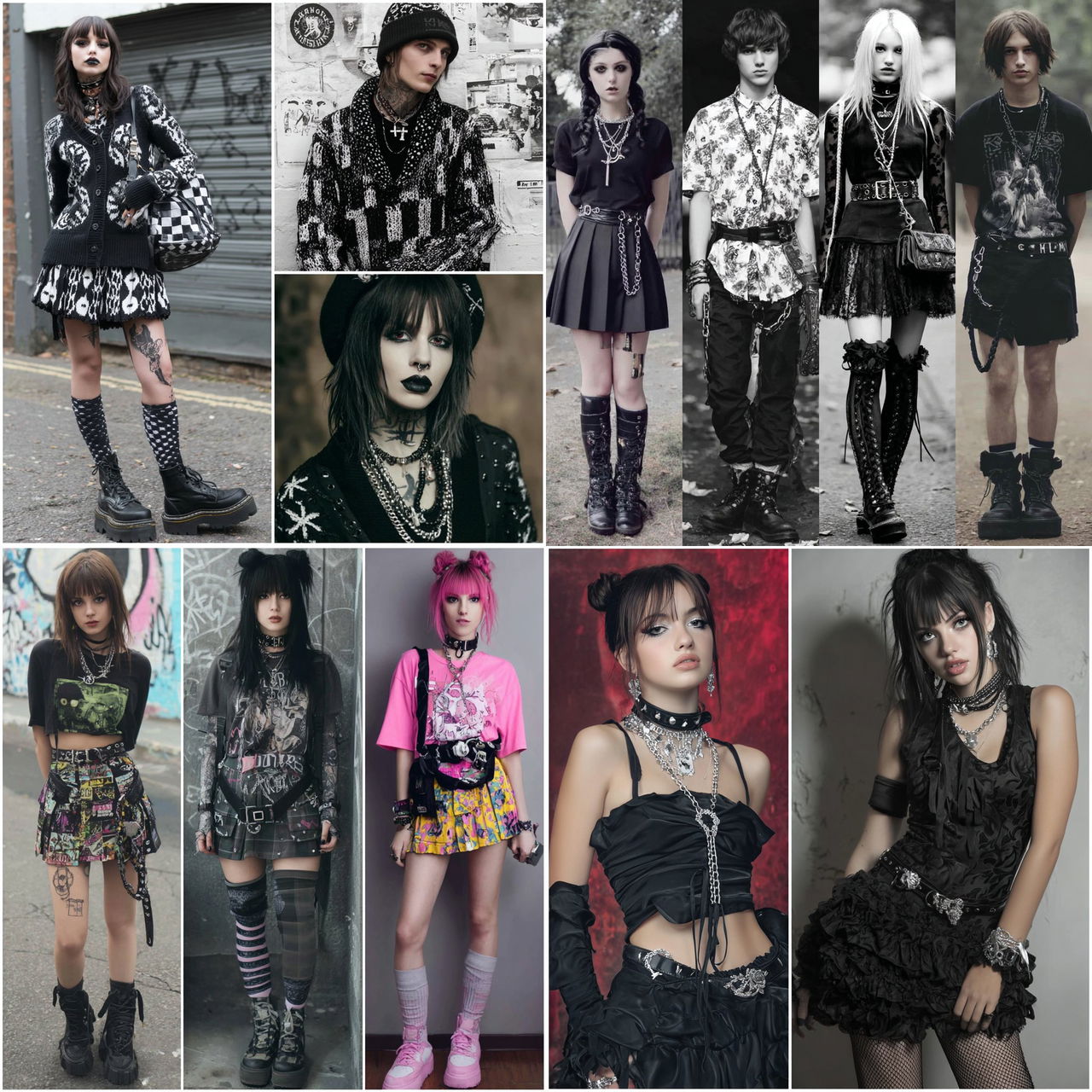 Emo fashion style, Midjourney V7, render 1 of 4