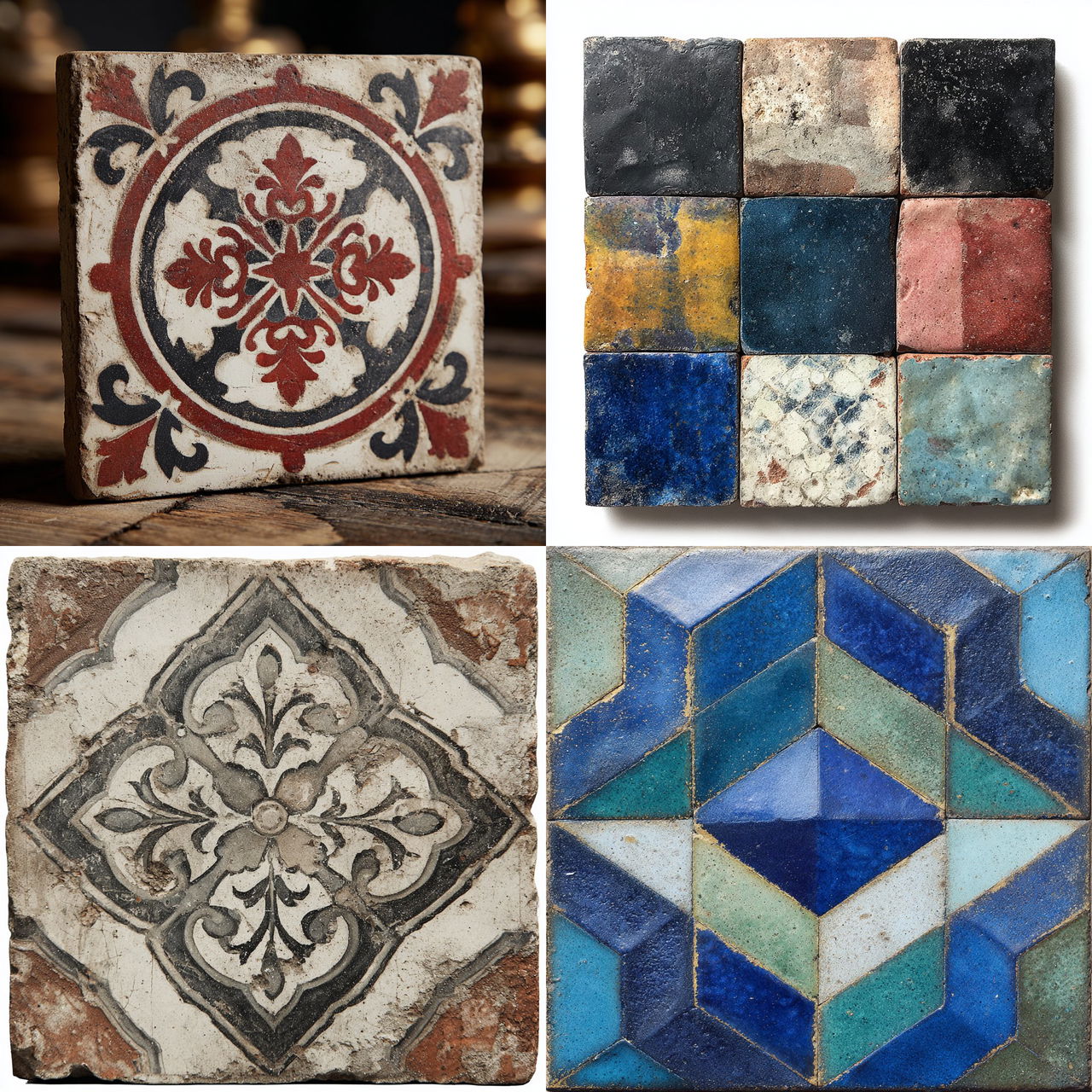 Encaustic tile style, Midjourney V7, render 1 of 4