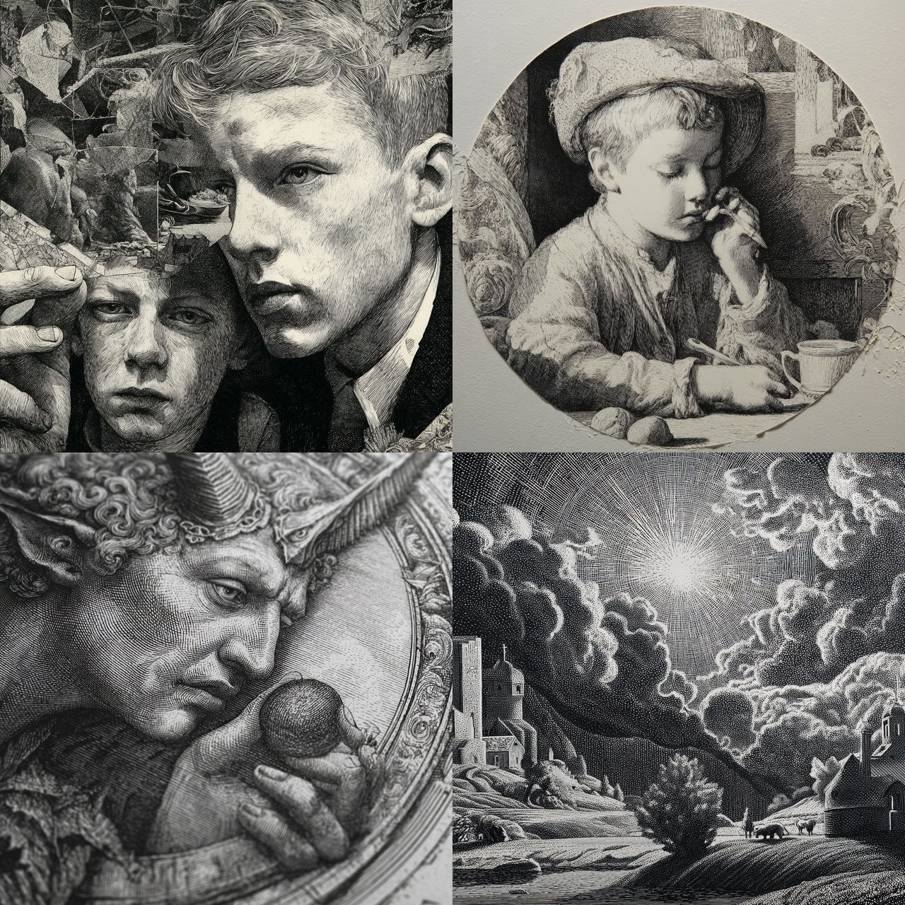 Engraving style, Midjourney V7, render 1 of 4