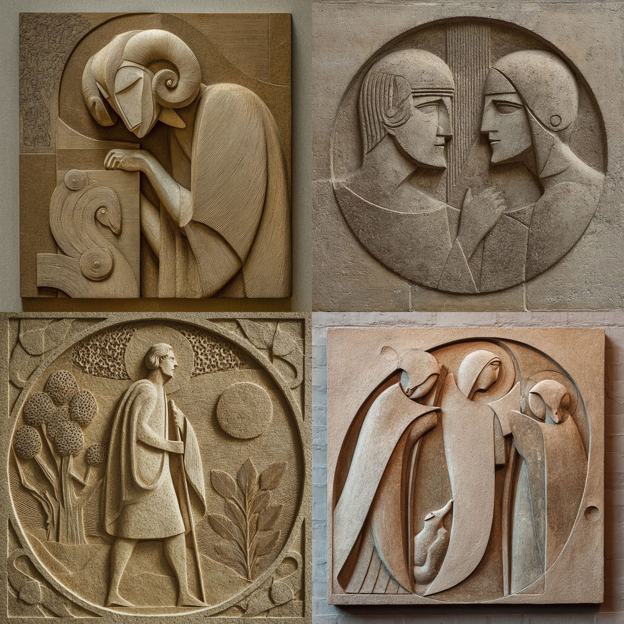 Eric Gill style, Midjourney V7, render 1 of 4