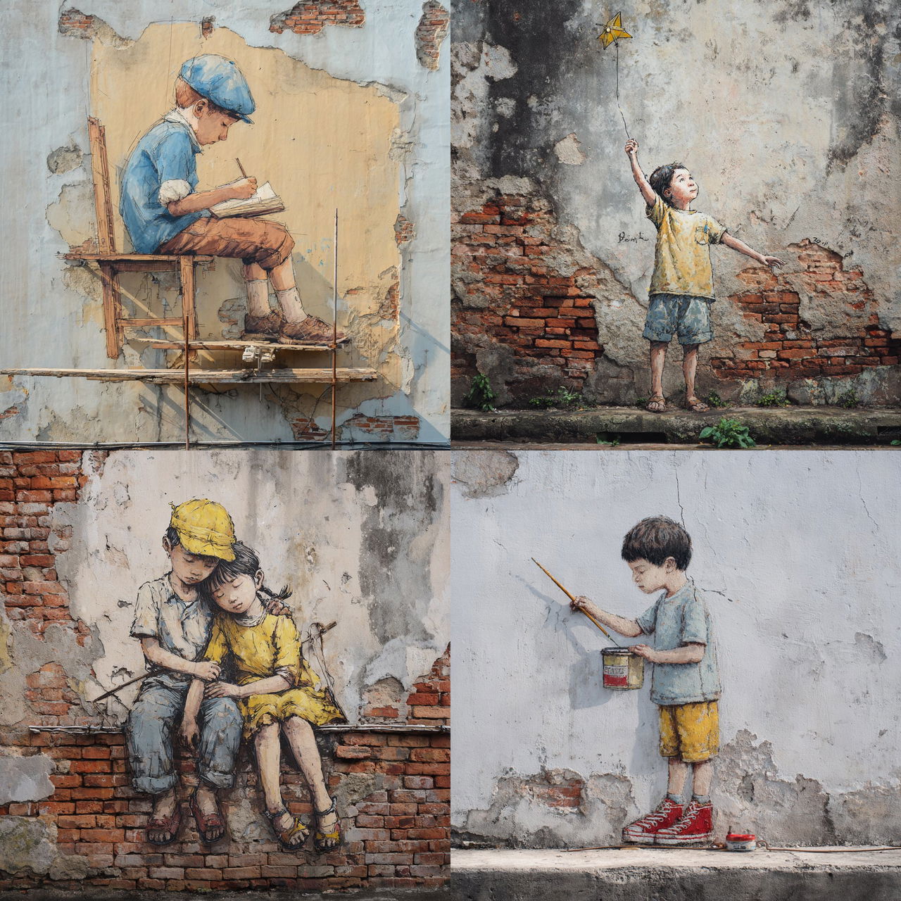 Ernest Zacharevic style, Midjourney V7, render 1 of 4