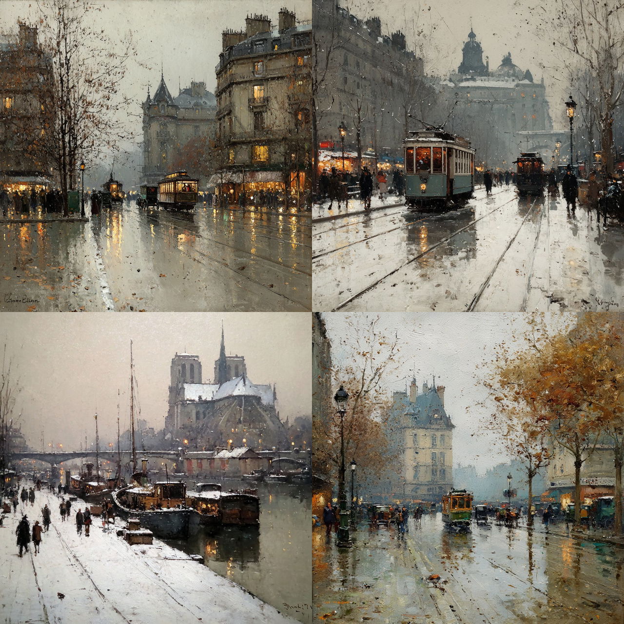 Eugene Galien-Laloue style, Midjourney V7, render 1 of 4