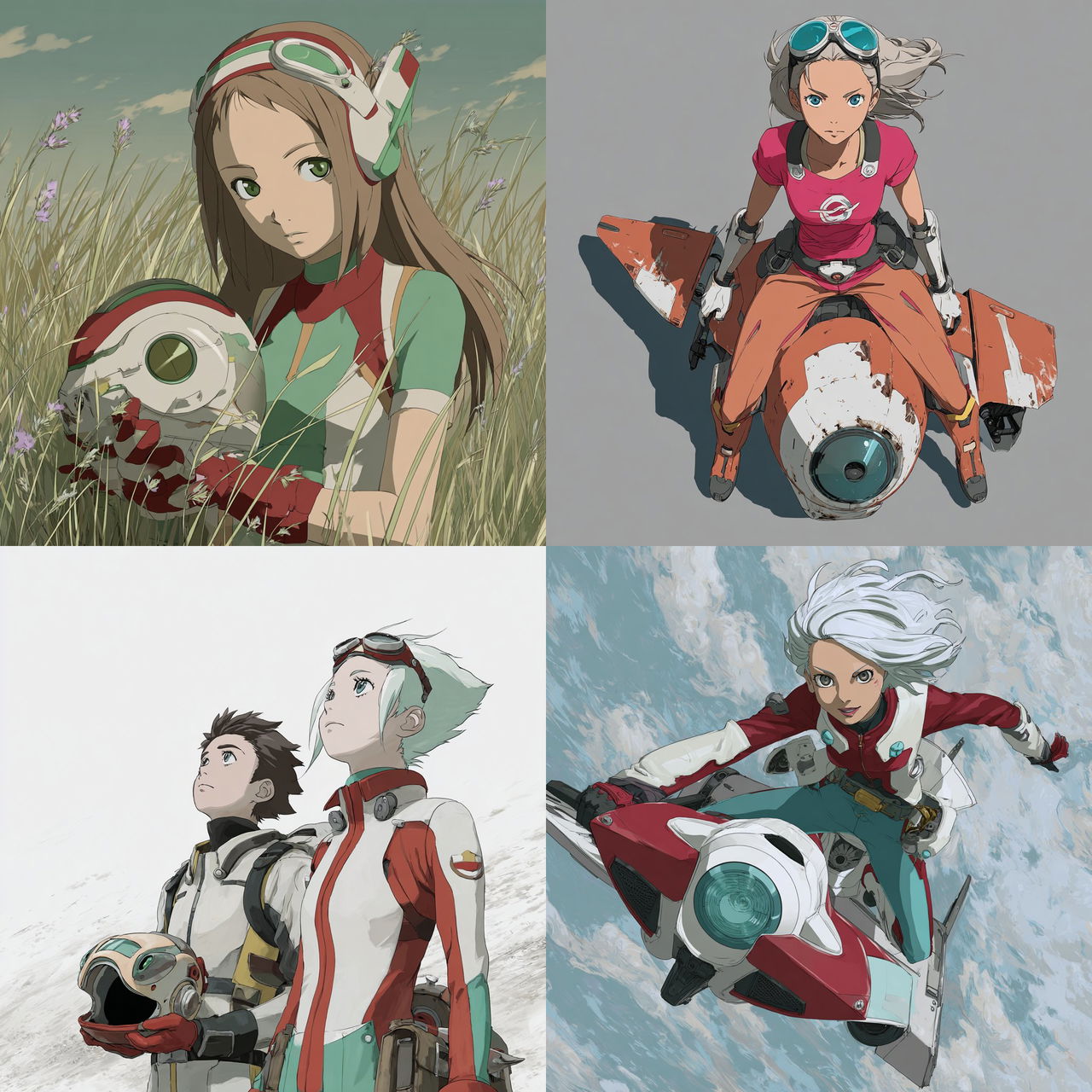 Eureka Seven style, Midjourney V7, render 1 of 4
