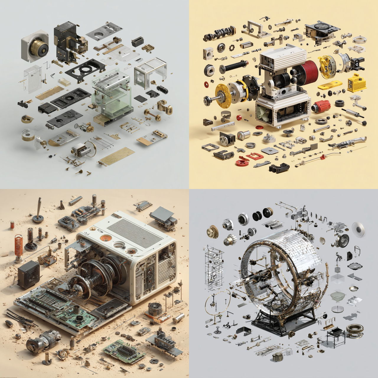 Exploded assembly style, Midjourney V7, render 1 of 4