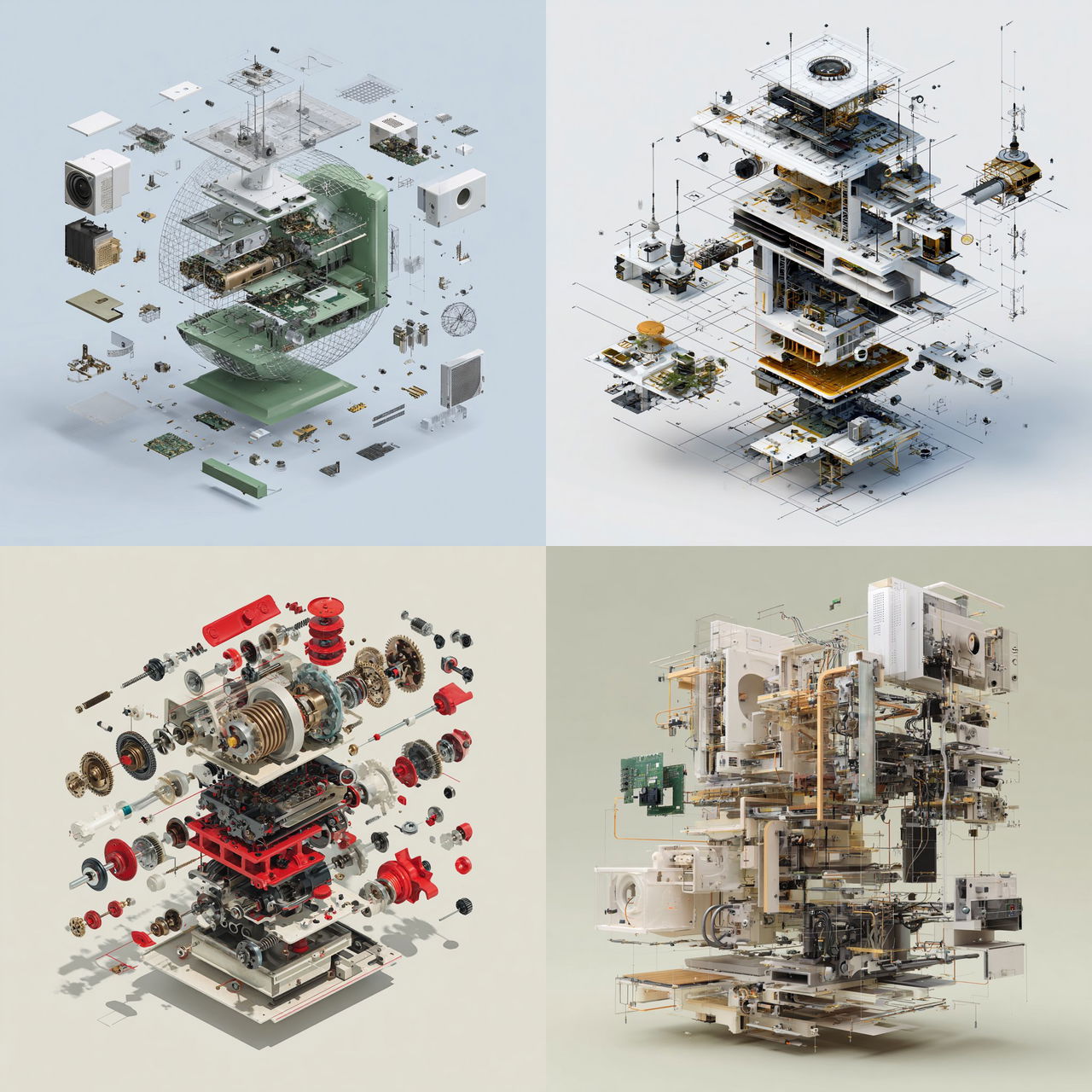 Exploded view style, Midjourney V7, render 1 of 4