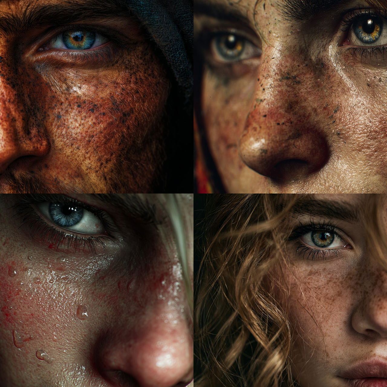 Extreme close-up portrait style, Midjourney V7, render 1 of 4