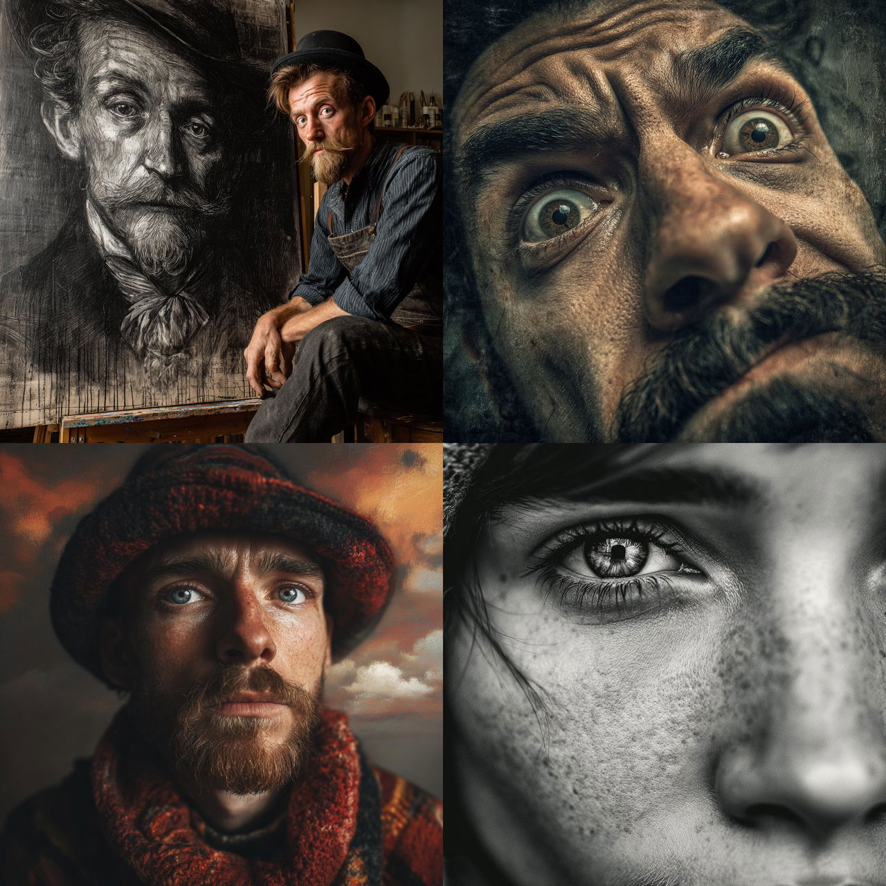 Extreme wide portrait style, Midjourney V7, render 1 of 4