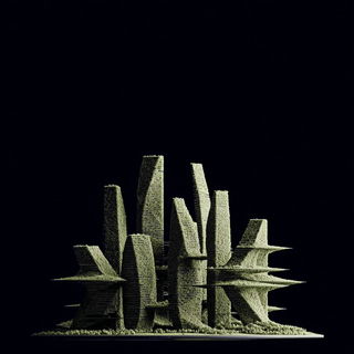 Petroglyphic Brutalism style, Midjourney V7: megacity with futuristic bioarchitecture
