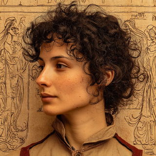 Sepiarch style, Midjourney V7: photographic portrait of female protagonist
