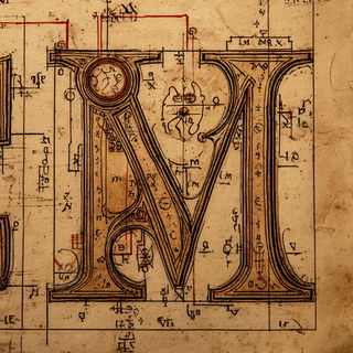 Sepiarch style, Midjourney V7: typographic composition with large letters