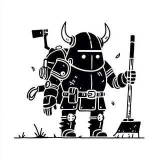 Tiny Titan Ink style, Midjourney V7: concept art character design of retropunk steam knight
