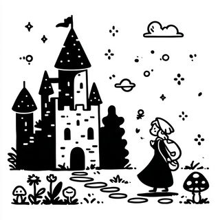 Tiny Titan Ink style, Midjourney V7: retro fairy-tale illustration