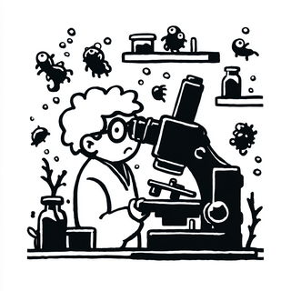 Tiny Titan Ink style, Midjourney V7: editorial illustration for popular scientific magazine cover
