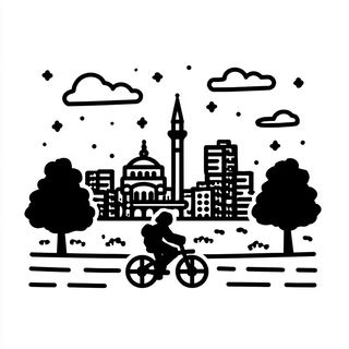 Tiny Titan Ink style, Midjourney V7: bold minimalist logo design for Istanbul city municipal services