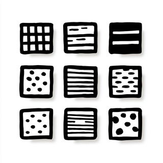 Tiny Titan Ink style, Midjourney V7: creative pattern composition