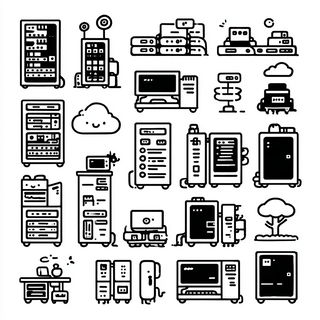 Tiny Titan Ink style, Midjourney V7: technical infrastructure blueprint schematics