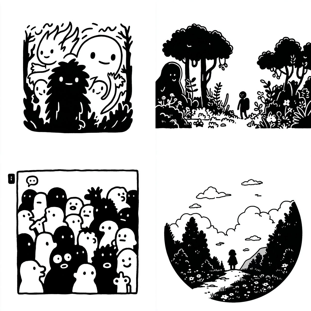 Tiny Titan Ink style, Midjourney V7, render 1 of 4