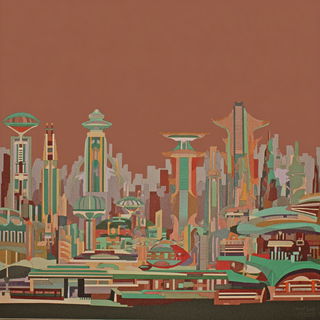 Flamebrocade style, Midjourney V7: megacity with futuristic bioarchitecture