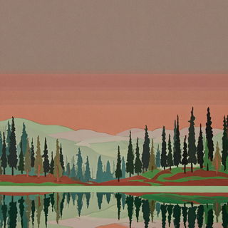 Flamebrocade style, Midjourney V7: realistic landscape photograph of quiet dawn