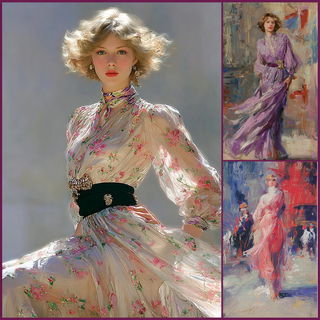 Silver Halide Meadow style, Midjourney V7: haute-couture fashion outfit