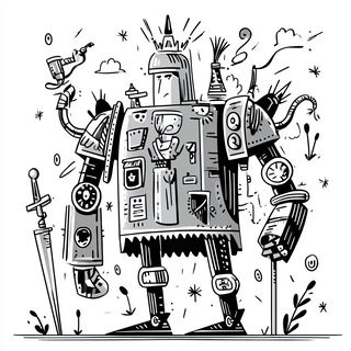 Pulpwing style, Midjourney V7: concept art character design of retropunk steam knight