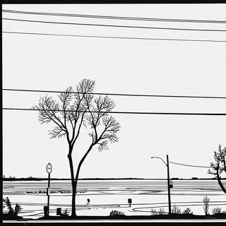 Pulpwing style, Midjourney V7: realistic landscape photograph of quiet dawn