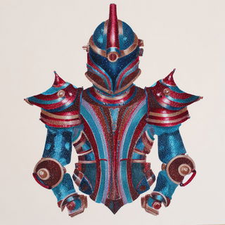 Marrowink style, Midjourney V7: concept art character design of retropunk steam knight